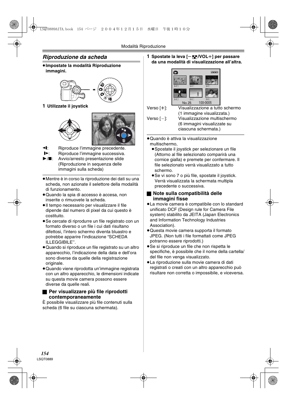 Riproduzione da scheda, Agine | Panasonic NVGS21EG User Manual | Page 154 / 236
