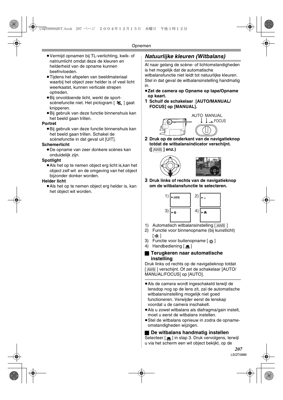 Natuurlijke kleuren (witbalans) | Panasonic NVGS21EG User Manual | Page 207 / 236