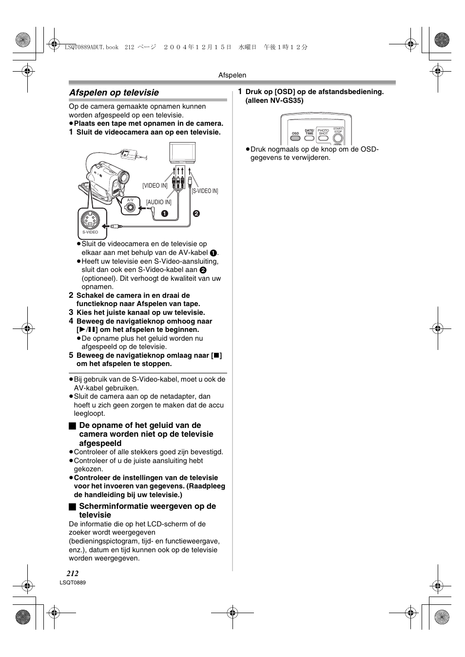 Afspelen op televisie | Panasonic NVGS21EG User Manual | Page 212 / 236
