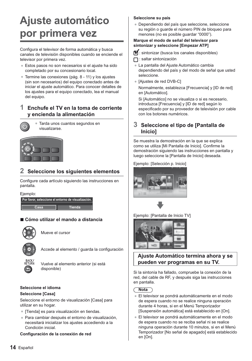 Ajuste automático por primera vez | Panasonic TX24AS500E User Manual | Page 34 / 80