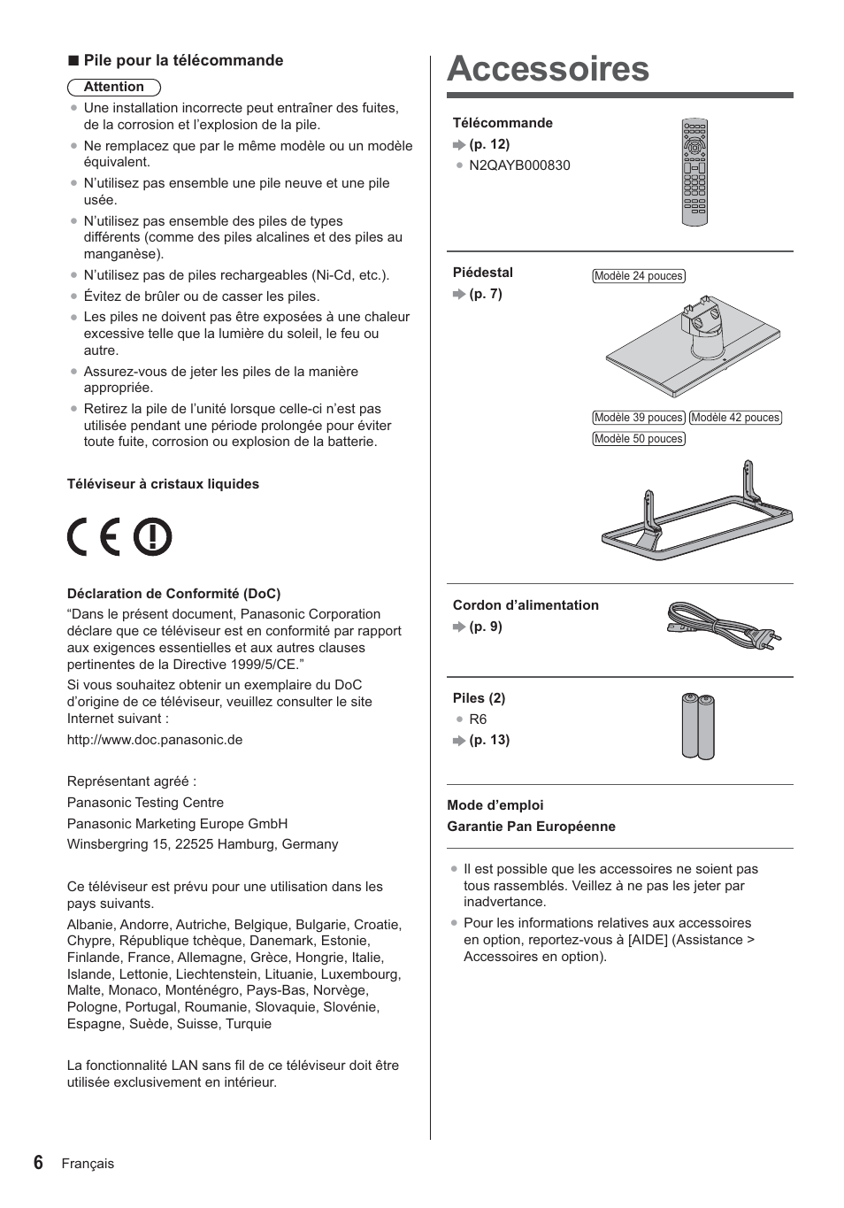 Accessoires | Panasonic TX24AS500E User Manual | Page 66 / 80