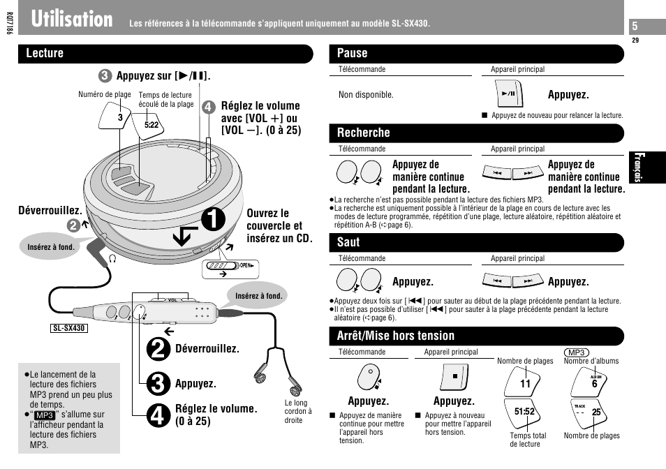 Utilisation | Panasonic SLSX429C User Manual | Page 29 / 100