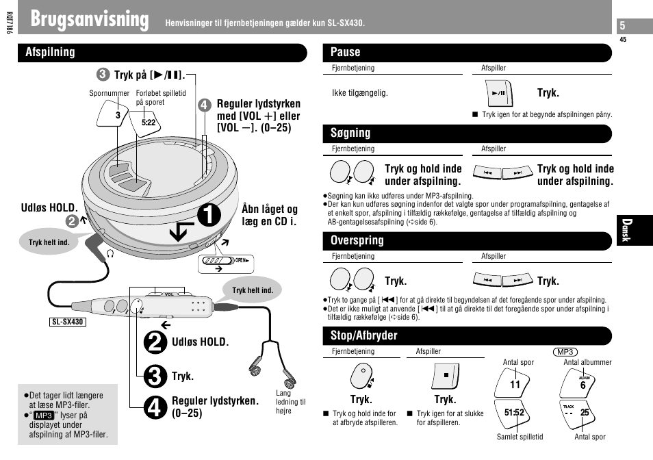 Brugsanvisning | Panasonic SLSX429C User Manual | Page 45 / 100