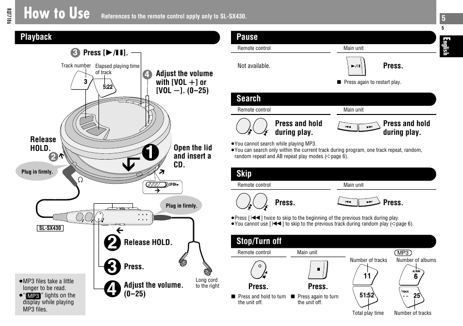 How to use | Panasonic SLSX429C User Manual | Page 5 / 100