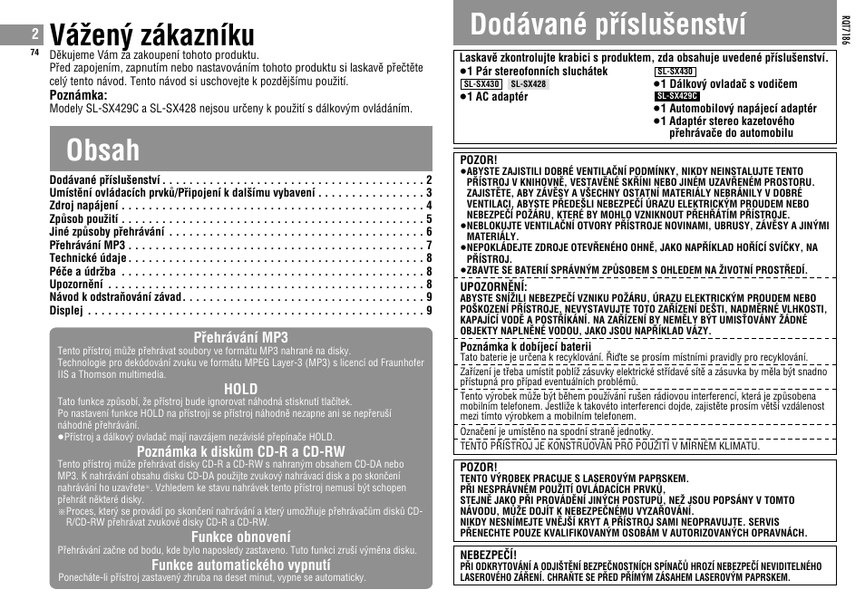Panasonic SLSX429C User Manual | Page 74 / 100
