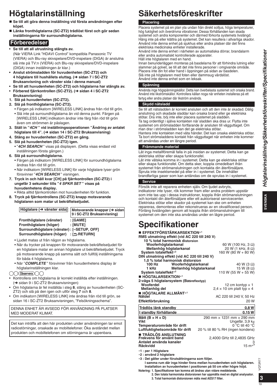 Förberedelser | Panasonic SCZT2 User Manual | Page 19 / 40
