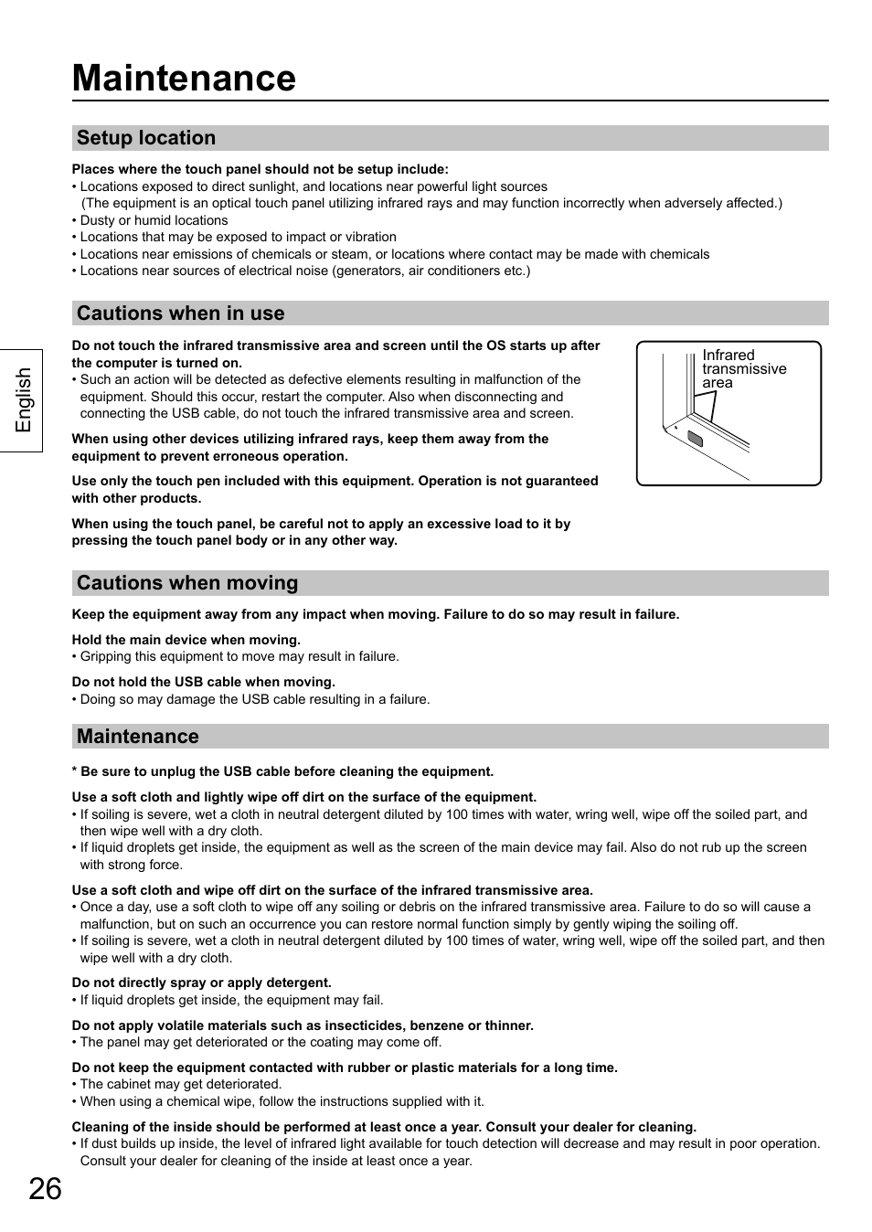 Maintenance, English | Panasonic TYTP65P30K User Manual | Page 26 / 108