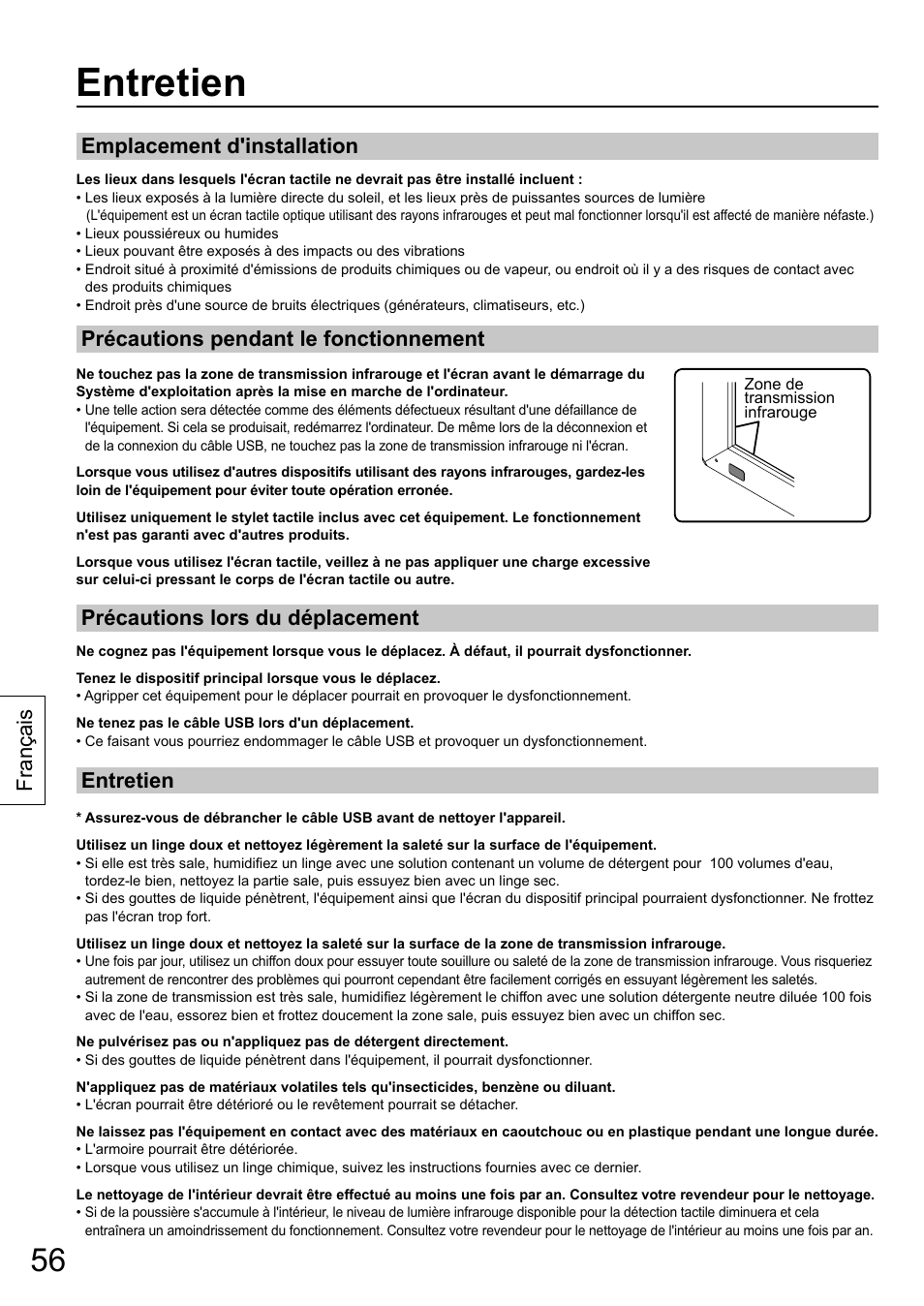 Entretien, Français | Panasonic TYTP65P30K User Manual | Page 56 / 108