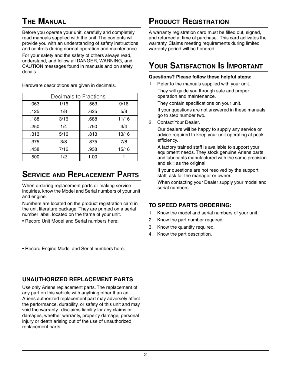 Ariens 924508 - 1128 User Manual | Page 2 / 37