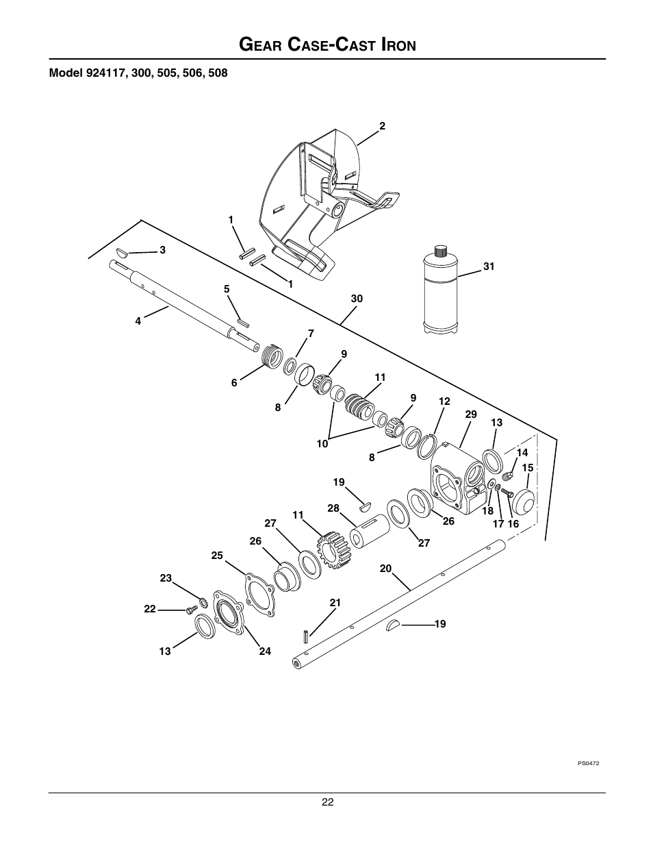 Gear case-cast iron | Ariens 924508 - 1128 User Manual | Page 22 / 37