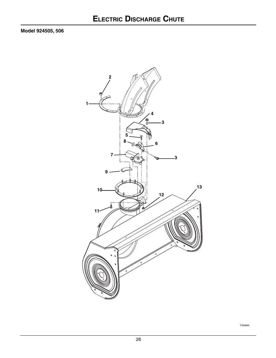 Electric discharge chute | Ariens 924508 - 1128 User Manual | Page 26 / 37