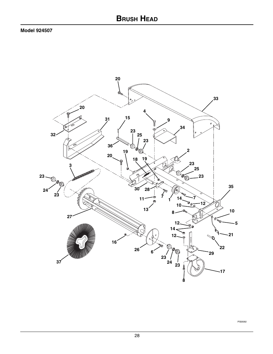 Brush head, Rush | Ariens 924508 - 1128 User Manual | Page 28 / 37
