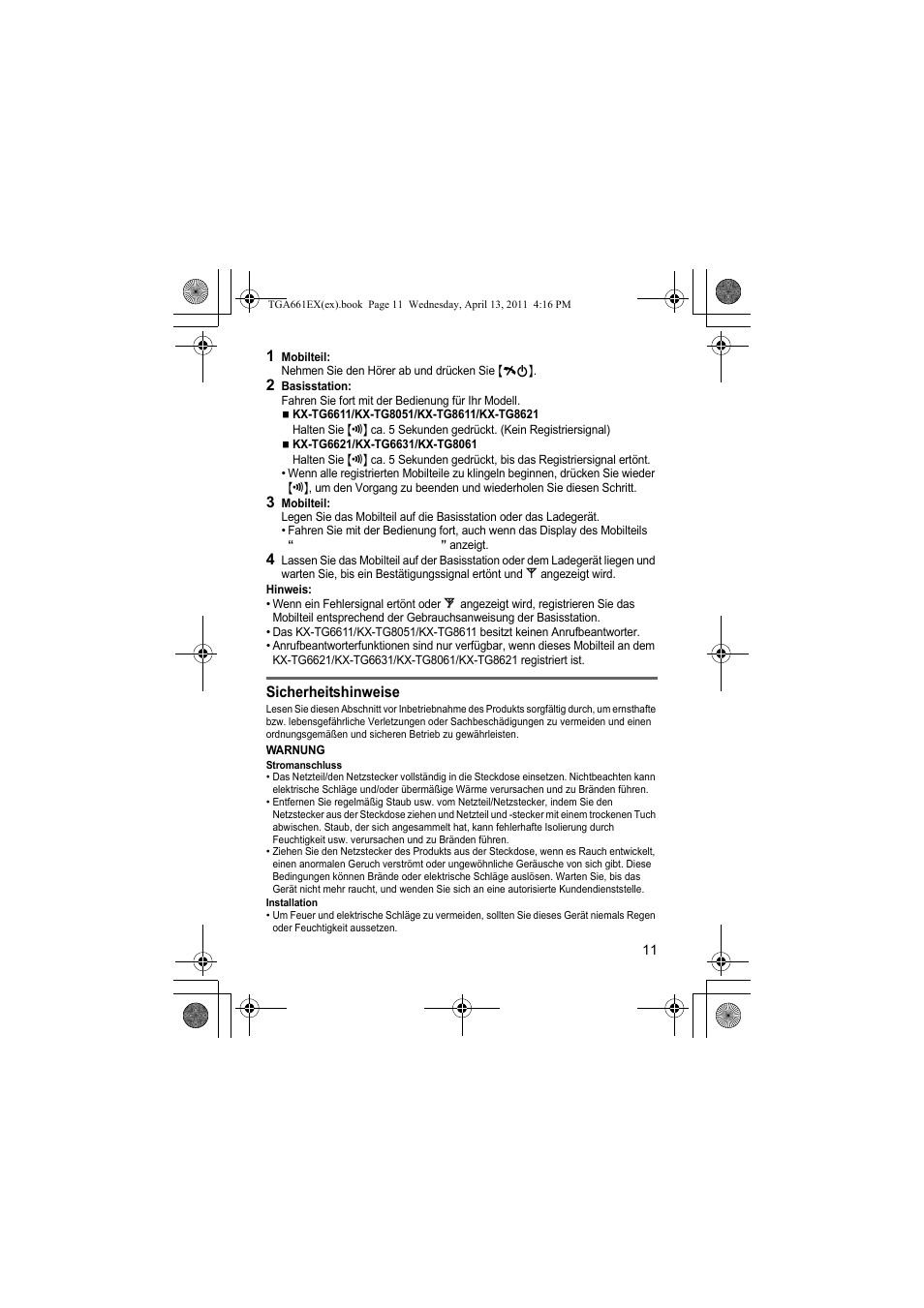 Panasonic KXTGA661EXB User Manual | Page 11 / 80