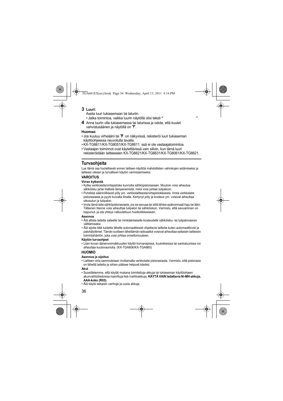 Panasonic KXTGA661EXB User Manual | Page 36 / 80