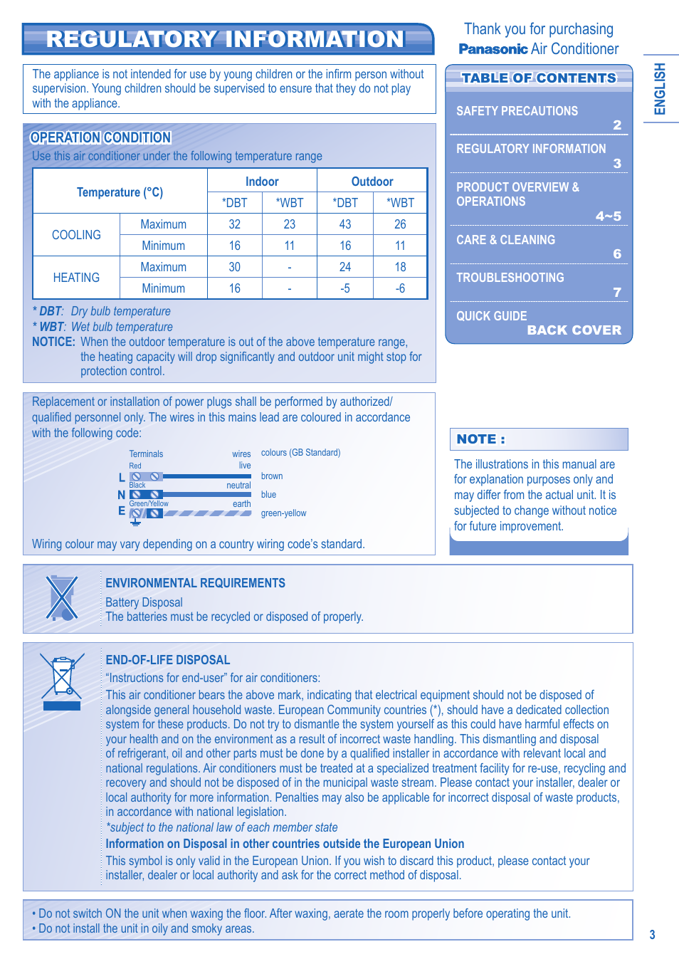 Regulatory information regulatory information | Panasonic UTE9HKE User Manual | Page 3 / 56