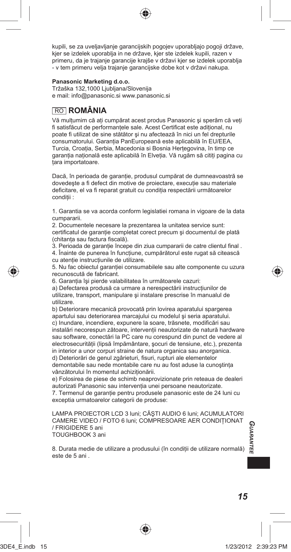 România | Panasonic TYER3D4SE User Manual | Page 223 / 248