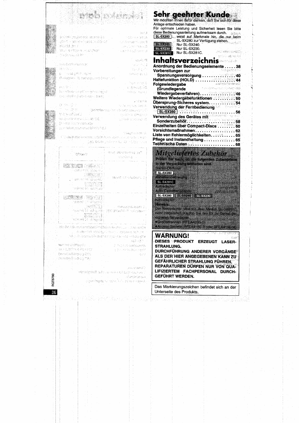 Panasonic SLSX280 User Manual | Page 36 / 72