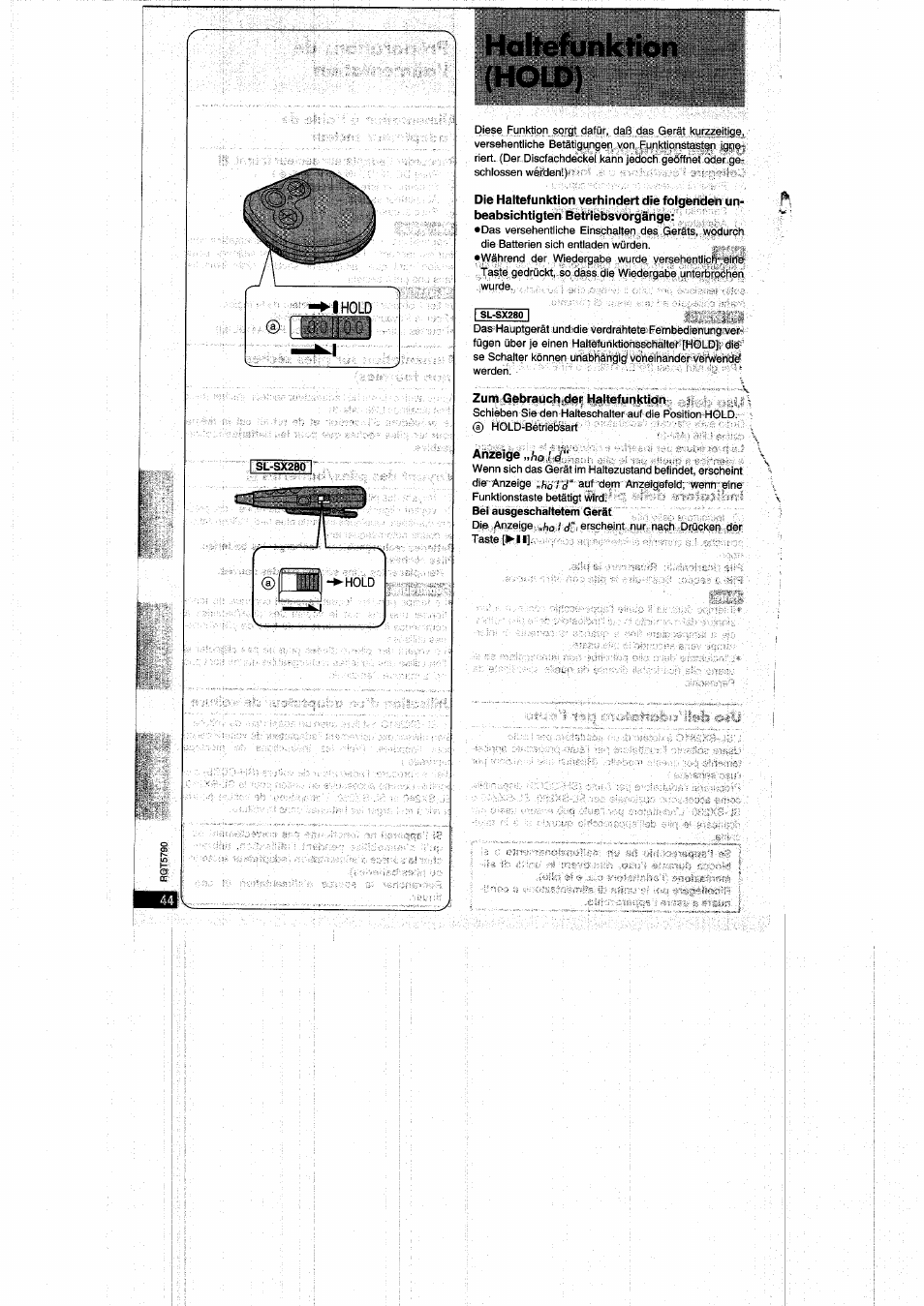 Ho i d, I hold | Panasonic SLSX280 User Manual | Page 44 / 72