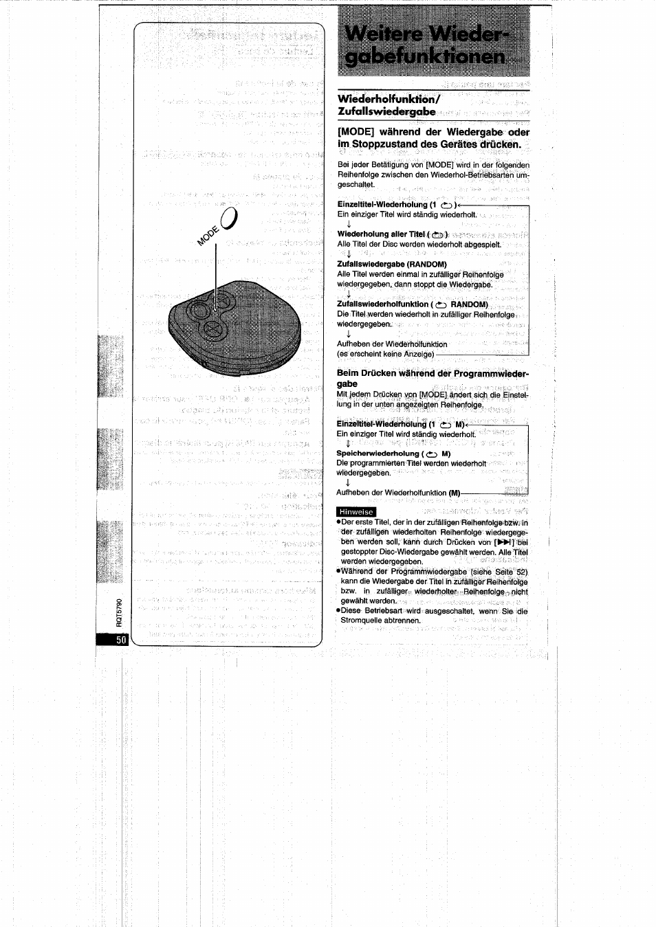Weitere wieder­ gabefunktionen | Panasonic SLSX280 User Manual | Page 50 / 72