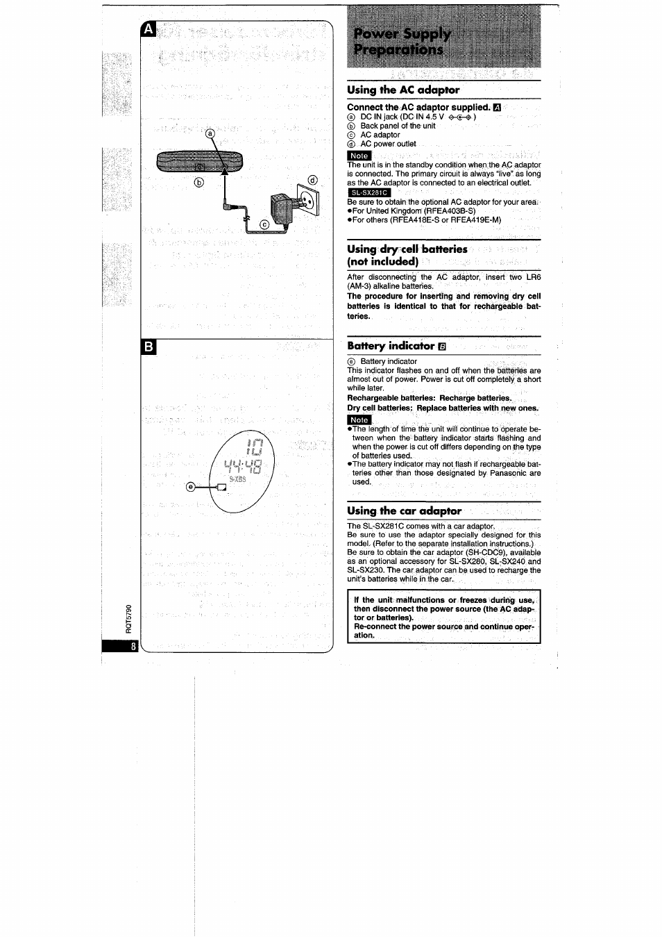 Power supply preparations | Panasonic SLSX280 User Manual | Page 8 / 72