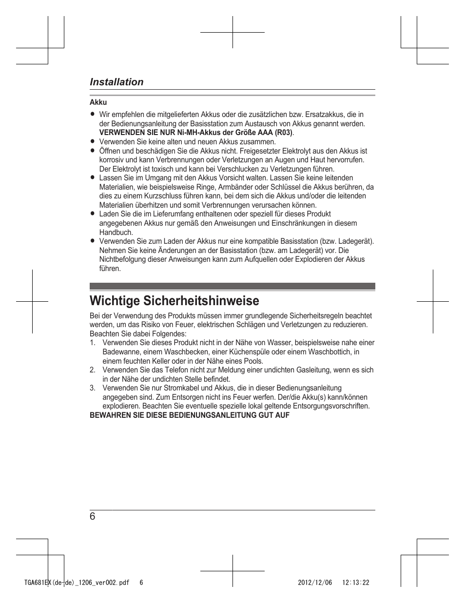 Wichtige sicherheitshinweise | Panasonic KXTGA785EX User Manual | Page 14 / 112
