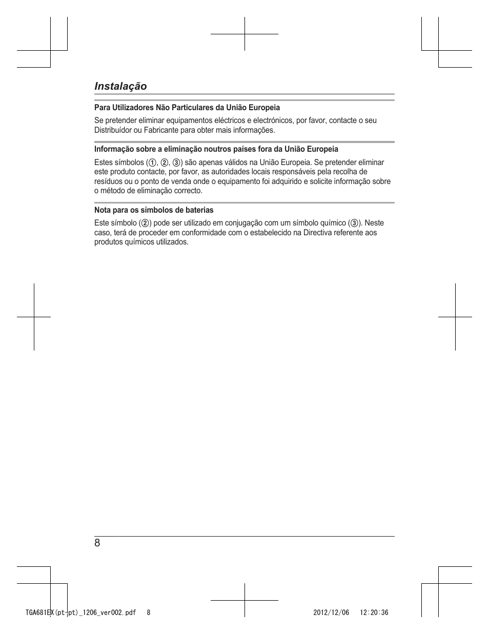 8instalação | Panasonic KXTGA785EX User Manual | Page 64 / 112