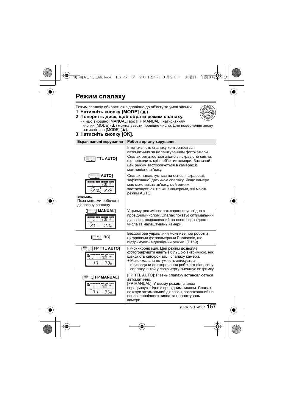 Режим спалаху | Panasonic DMWFL360LGK User Manual | Page 157 / 165