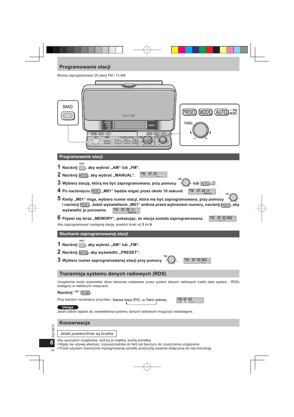 Panasonic RFU700 User Manual | Page 54 / 80