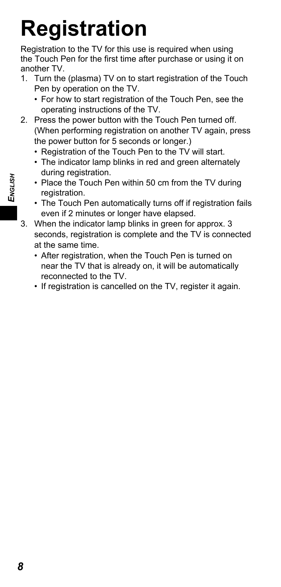 Registration | Panasonic TYTP10E User Manual | Page 8 / 216