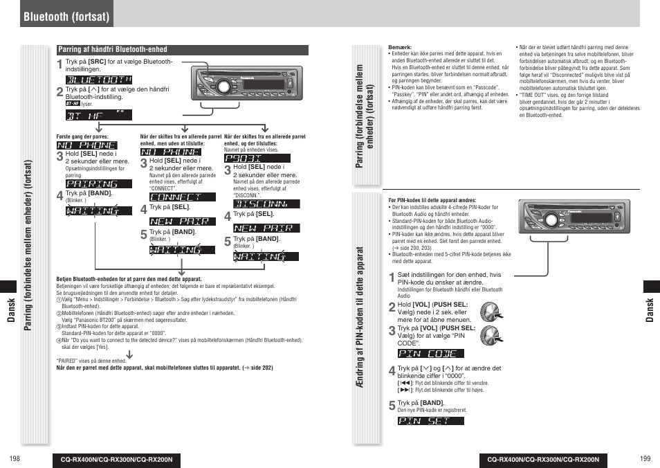 Bluetooth (fortsat) | Panasonic CQRX300N User Manual | Page 107 / 155