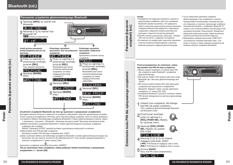Bluetooth (cd.) | Panasonic CQRX300N User Manual | Page 121 / 155