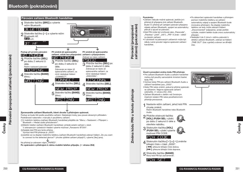 Bluetooth (pokračování) | Panasonic CQRX300N User Manual | Page 135 / 155
