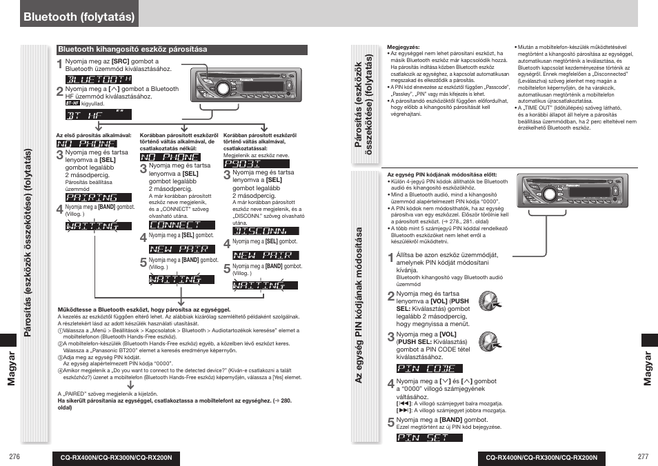 Bluetooth (folytatás) | Panasonic CQRX300N User Manual | Page 149 / 155