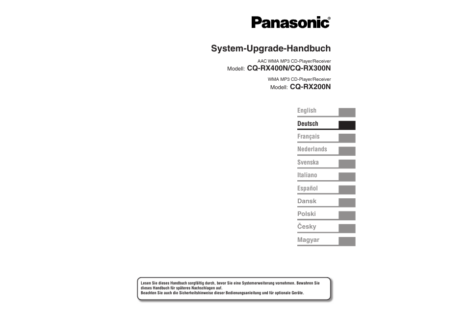 System-upgrade-handbuch | Panasonic CQRX300N User Manual | Page 15 / 155