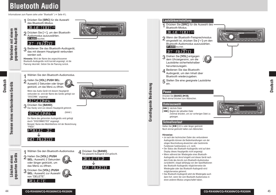 Bluetooth audio | Panasonic CQRX300N User Manual | Page 24 / 155