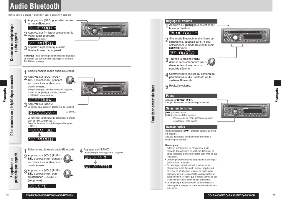 Audio bluetooth | Panasonic CQRX300N User Manual | Page 38 / 155