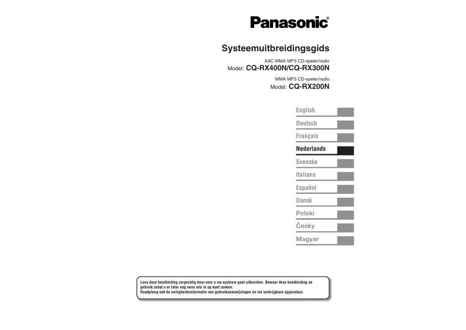 Systeemuitbreidingsgids | Panasonic CQRX300N User Manual | Page 43 / 155