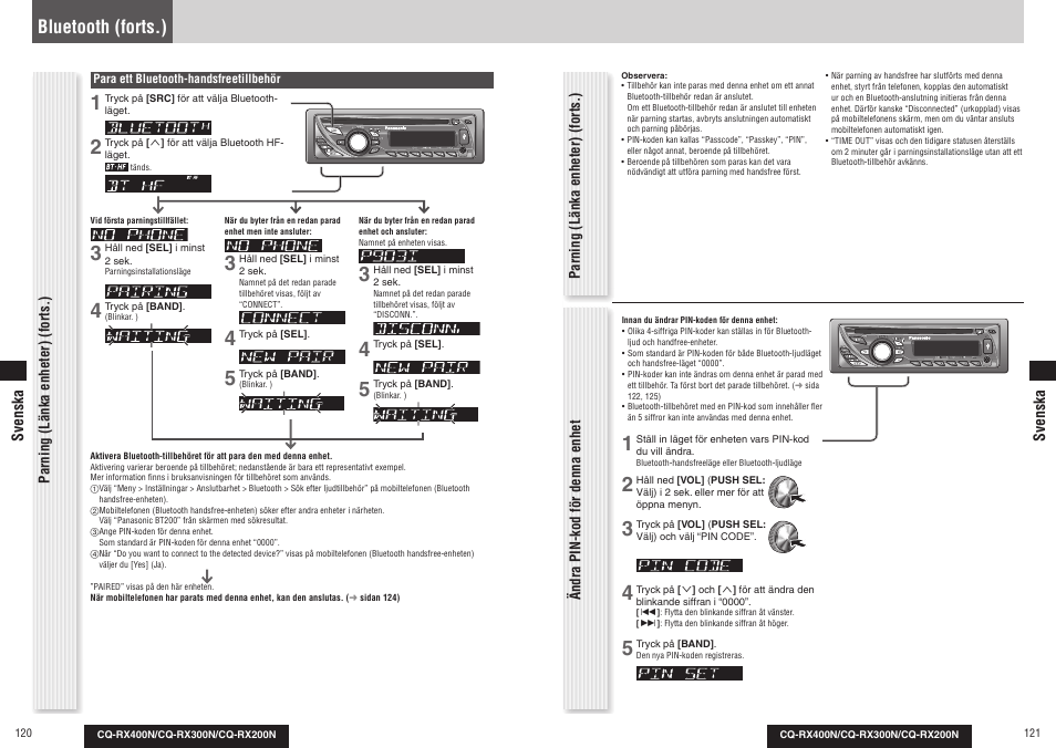 Bluetooth (forts.) | Panasonic CQRX300N User Manual | Page 65 / 155