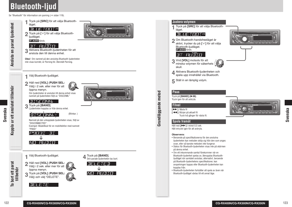 Bluetooth-ljud | Panasonic CQRX300N User Manual | Page 66 / 155