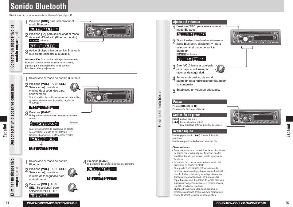 Sonido bluetooth | Panasonic CQRX300N User Manual | Page 94 / 155