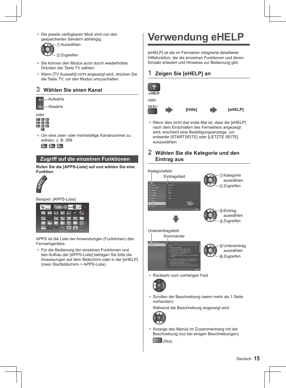 Verwendung ehelp | Panasonic TX32AS520E User Manual | Page 117 / 224