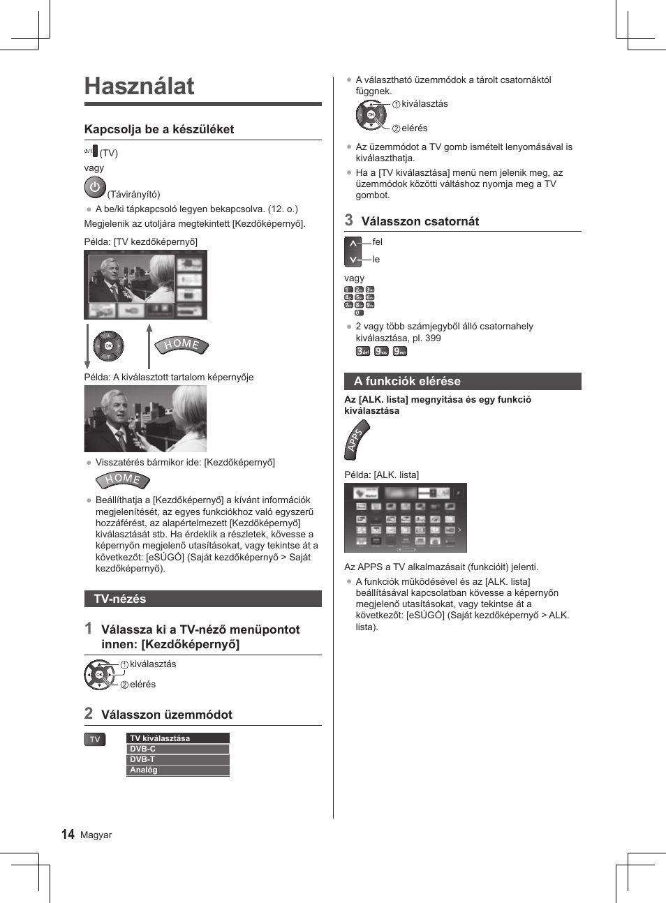 Használat | Panasonic TX32AS520E User Manual | Page 136 / 224