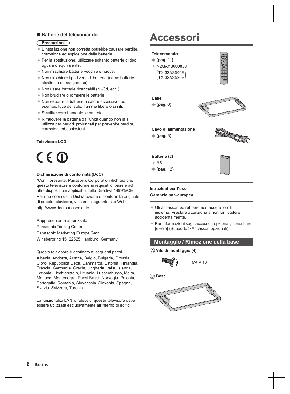 Accessori | Panasonic TX32AS520E User Manual | Page 148 / 224