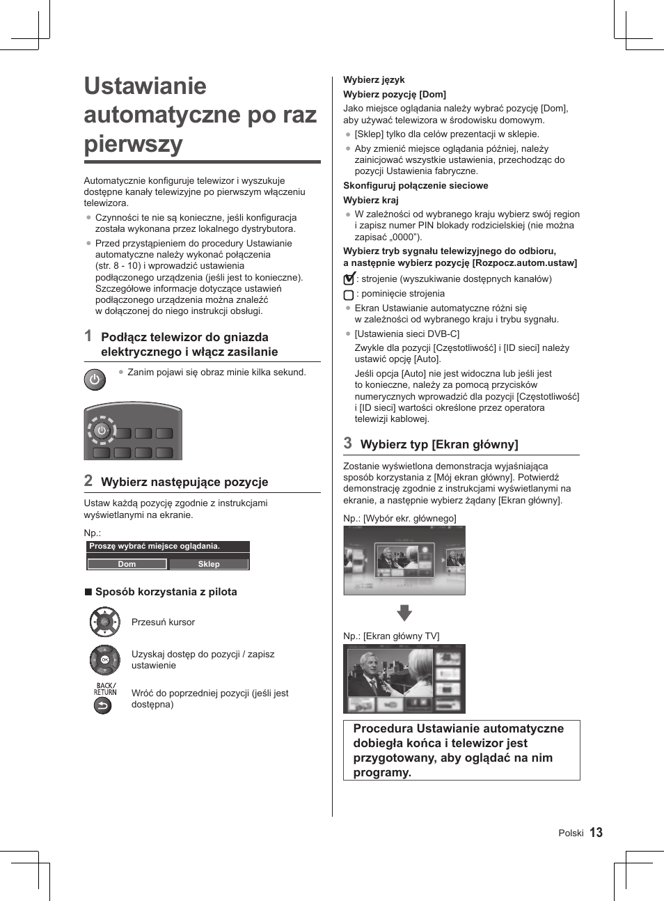 Ustawianie automatyczne po raz pierwszy | Panasonic TX32AS520E User Manual | Page 175 / 224