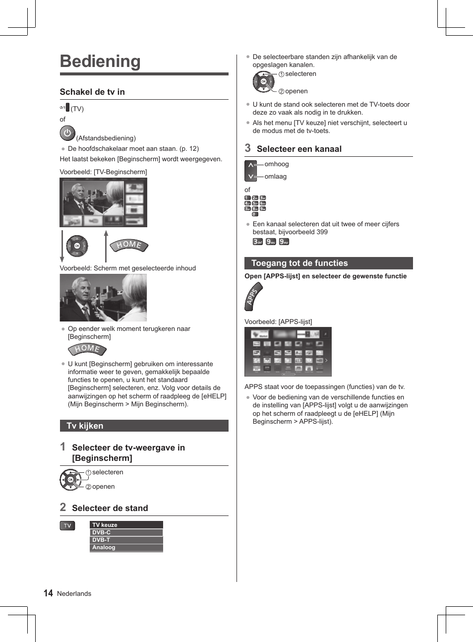 Bediening | Panasonic TX32AS520E User Manual | Page 56 / 224
