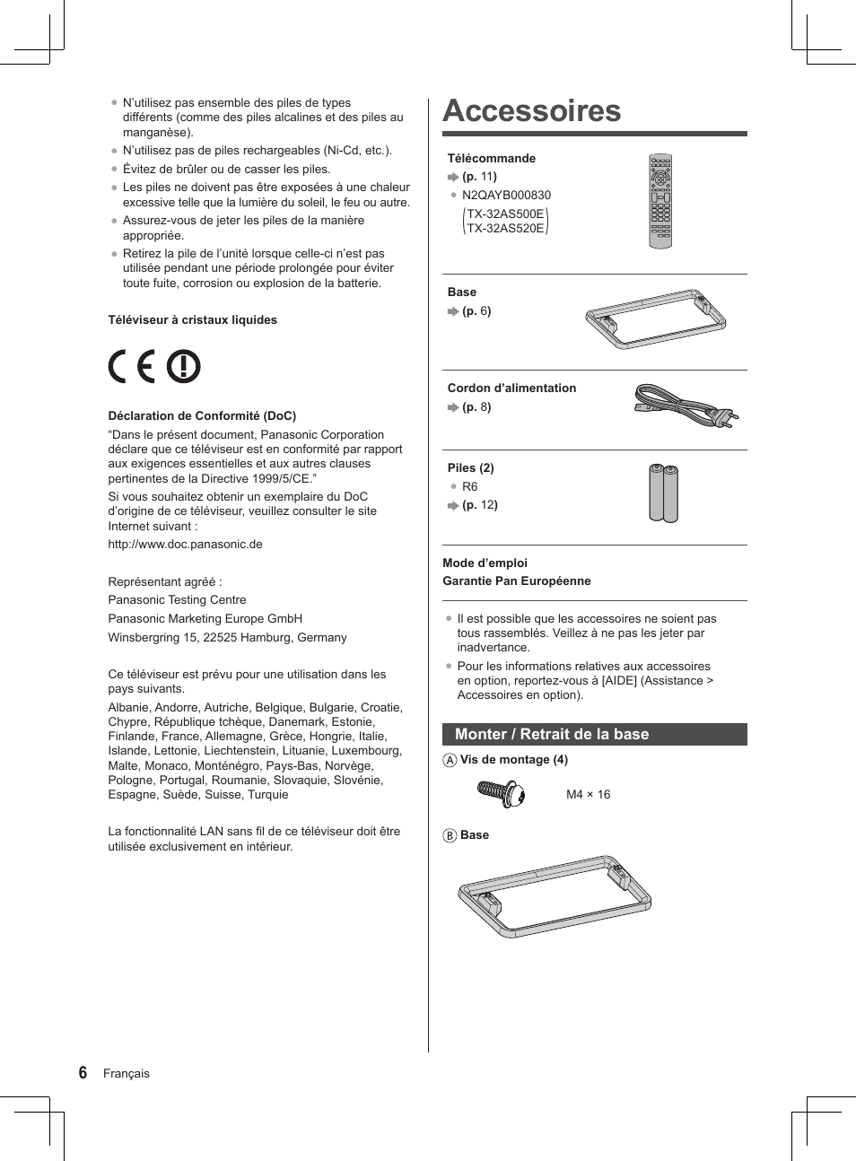 Accessoires | Panasonic TX32AS520E User Manual | Page 88 / 224