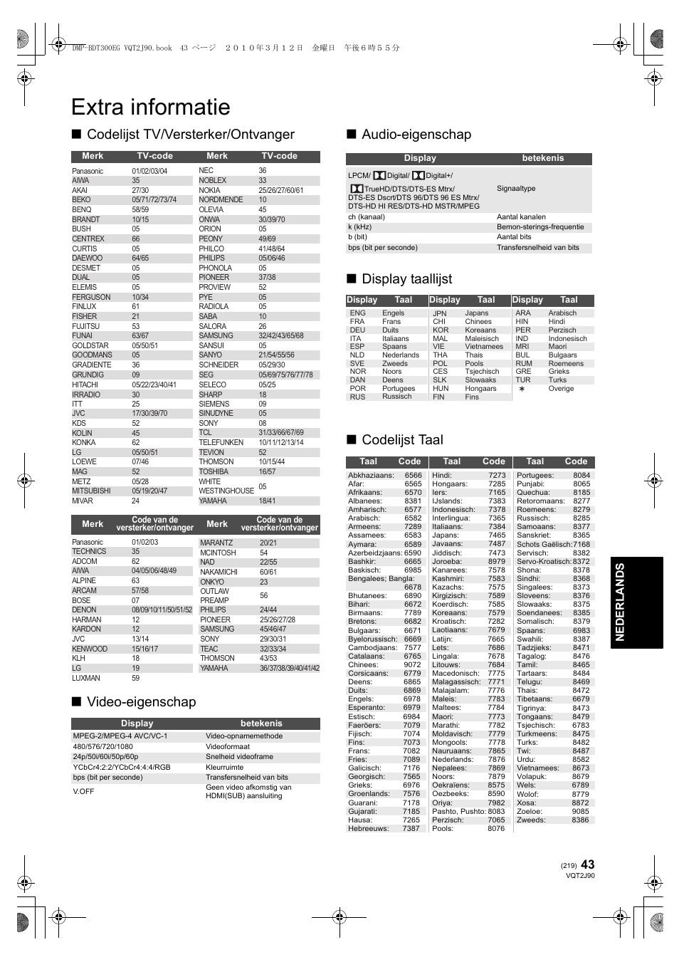 Extra informatie, Ne derla nds | Panasonic DMPBDT300EG User Manual | Page 219 / 288