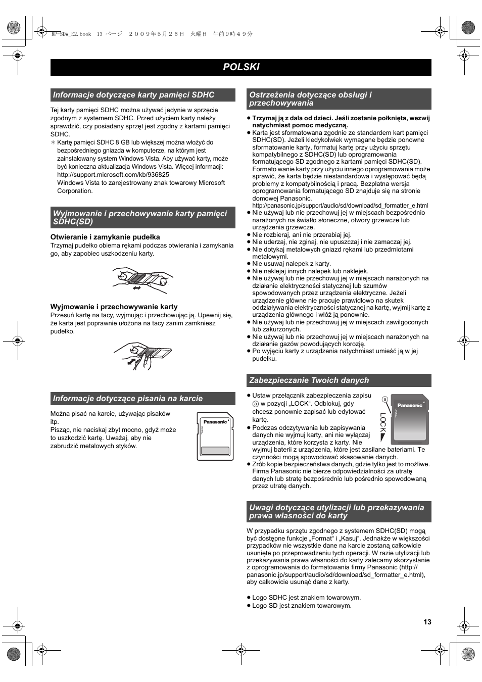 Polski | Panasonic RPSDW16GE1K User Manual | Page 13 / 20