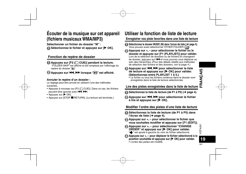 Utiliser la fonction de liste de lecture | Panasonic RRXS450E User Manual | Page 167 / 234
