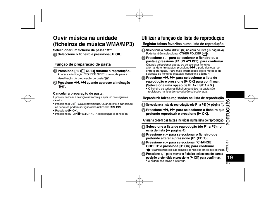 Utilizar a função de lista de reprodução | Panasonic RRXS450E User Manual | Page 223 / 234